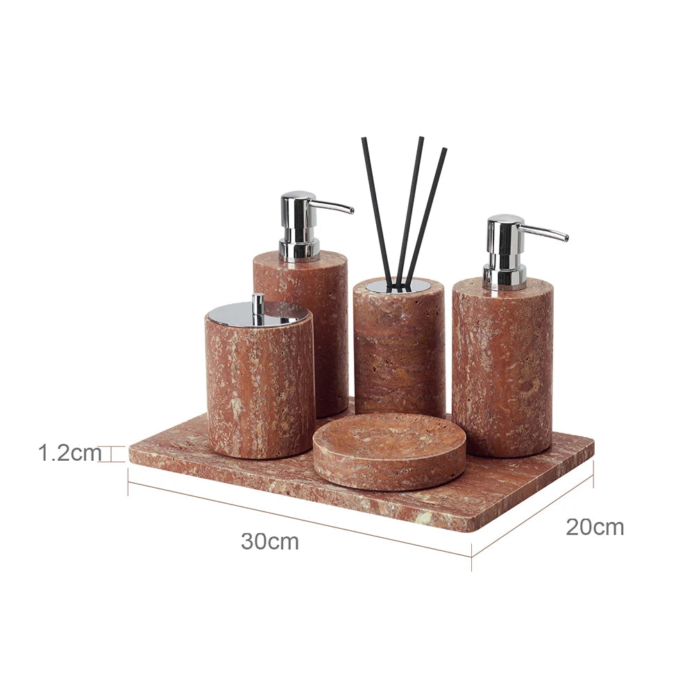 Red Travertine Bath Set
