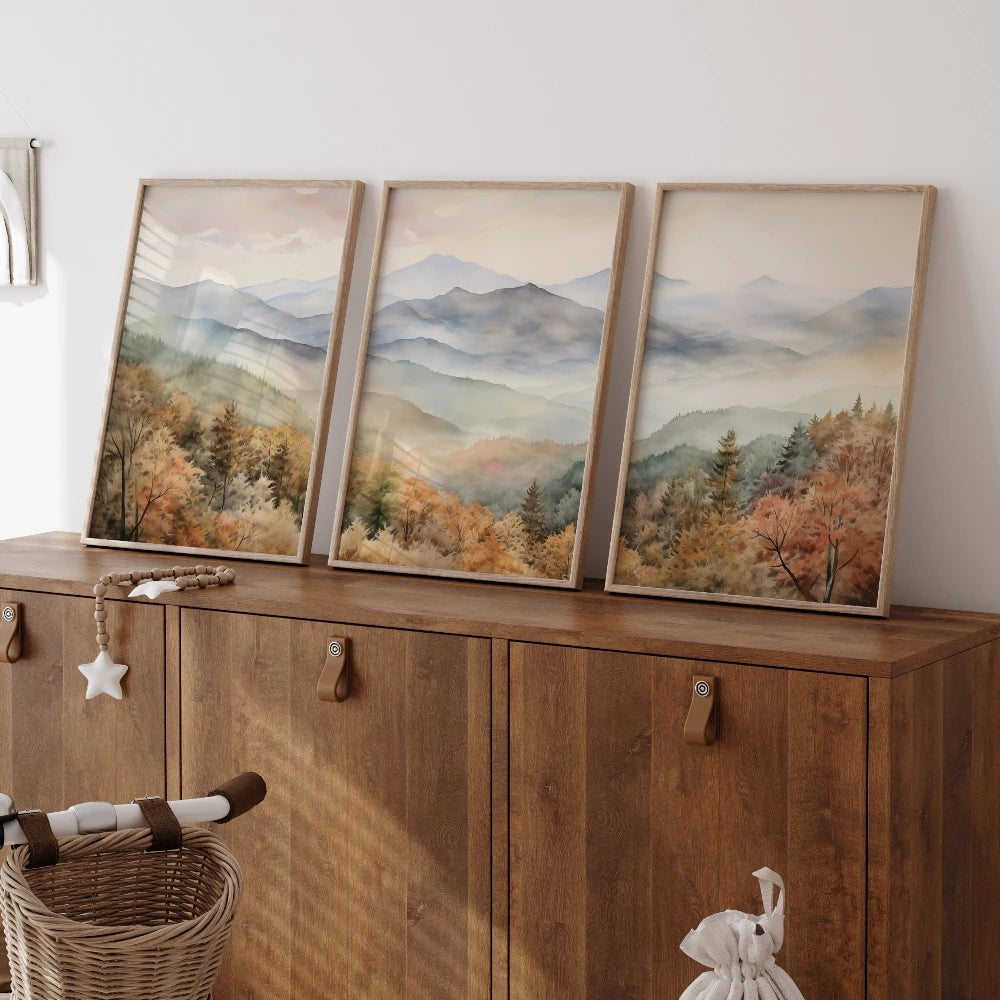 Set of 3 Japandi Canvas Wall Art