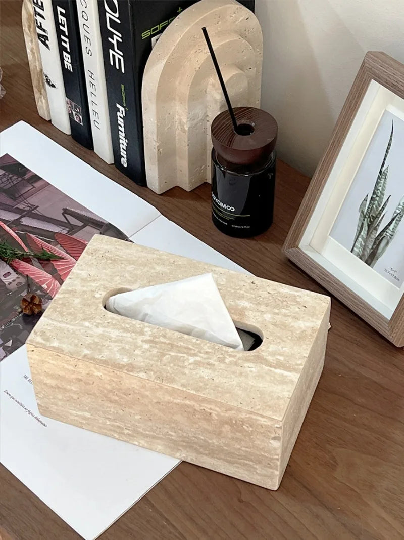 Natural Travertine Tissue Box