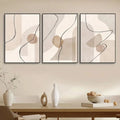 Set of 3 Minimalist Geometric Gold Canvas Wall Art