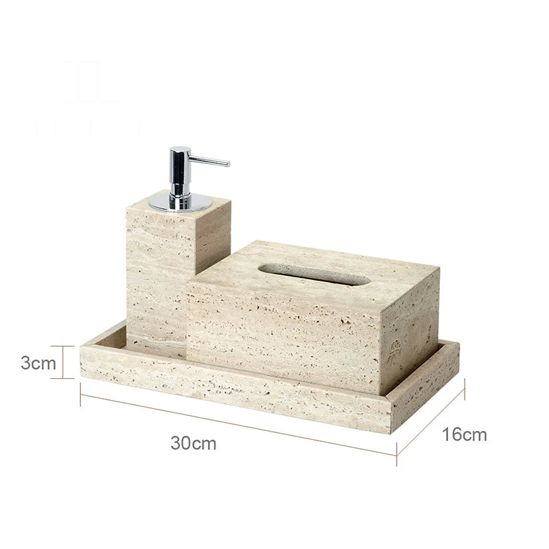 Beige Travertine Accessory Set