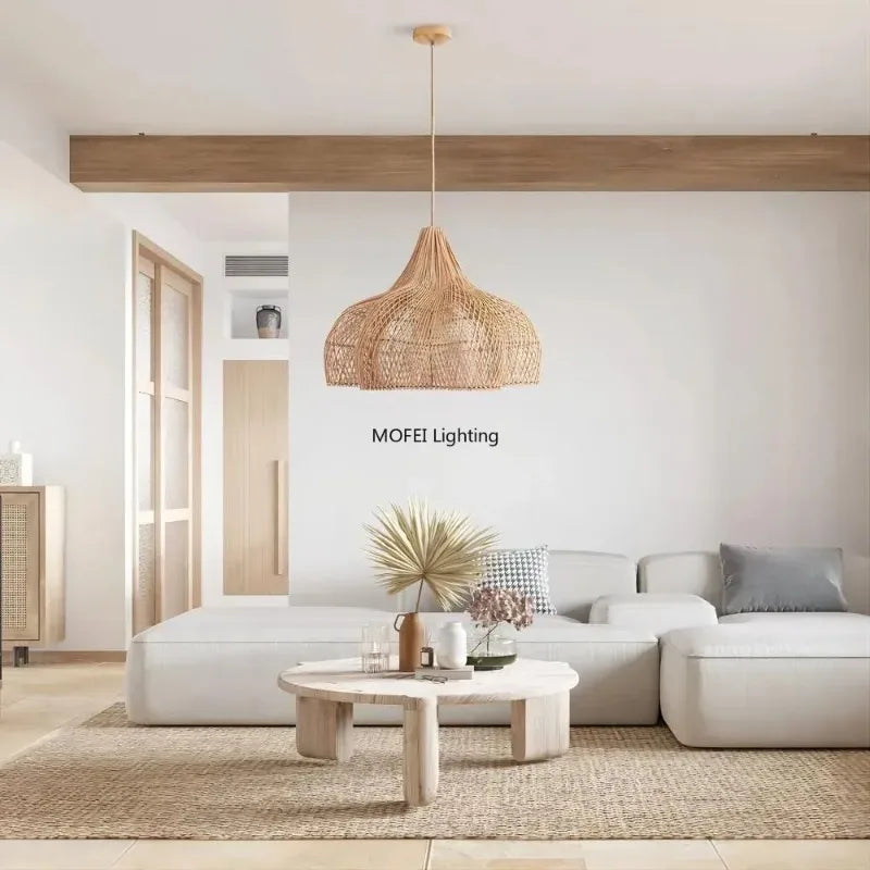 Wabi-Sabi Rattan Pendant Chandelier