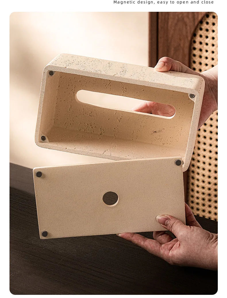Rectangular Travertine Tissue Box