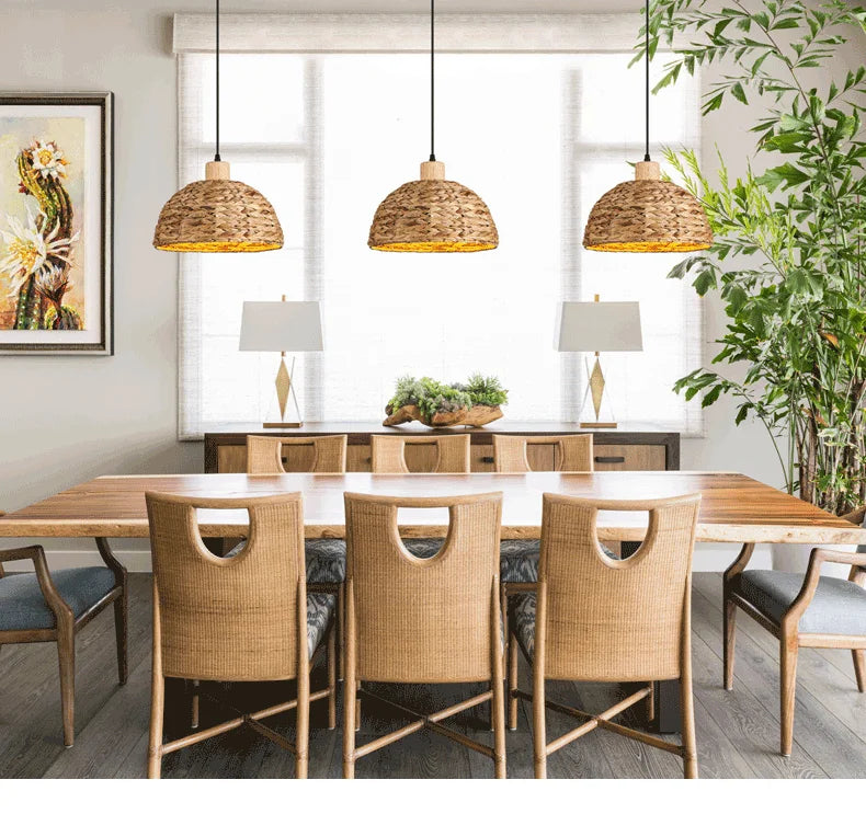 Retro Rattan Pendant Chandelier