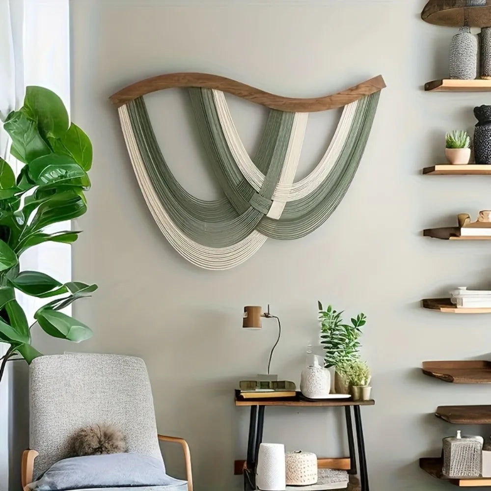 Boho Arched Beige Macrame Wall Hanging