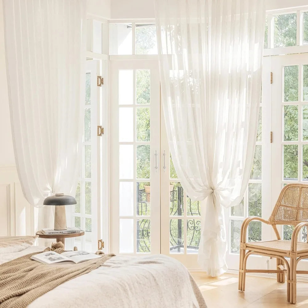 Modern Flax Sheer Curtains, 84"