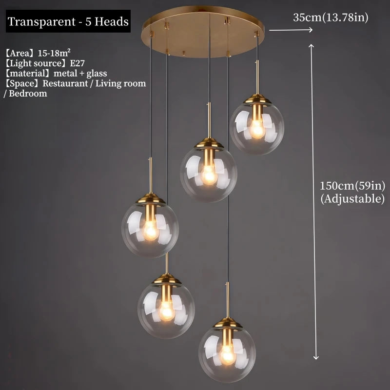 Modern Metal & Glass Chandelier
