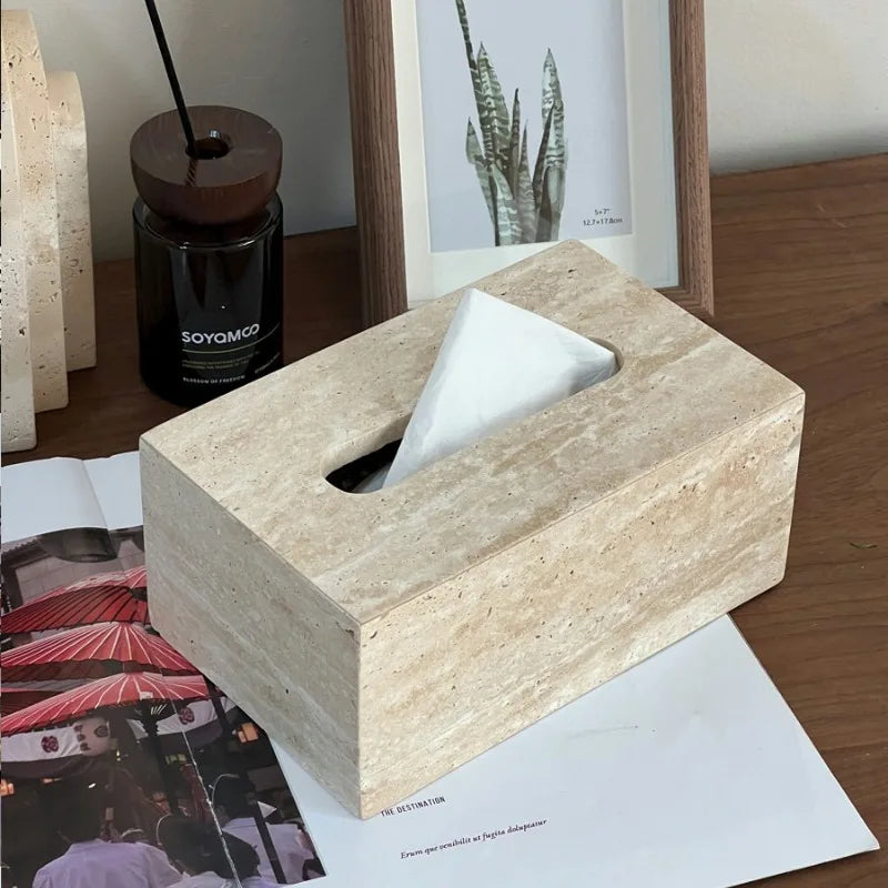 Natural Travertine Tissue Box