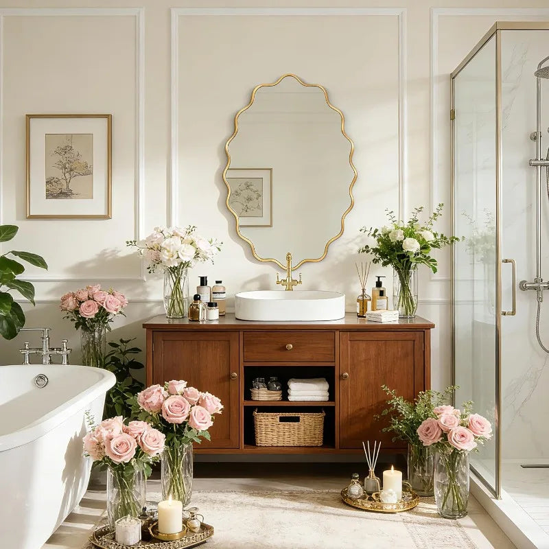 Modern Asymmetrical Gold Wall Mirror