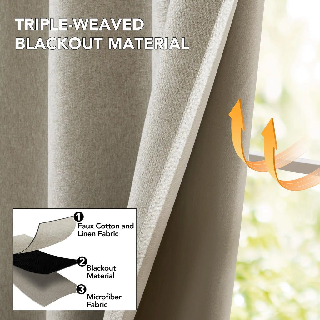 Modern Linen Blackout Curtains, 350cm