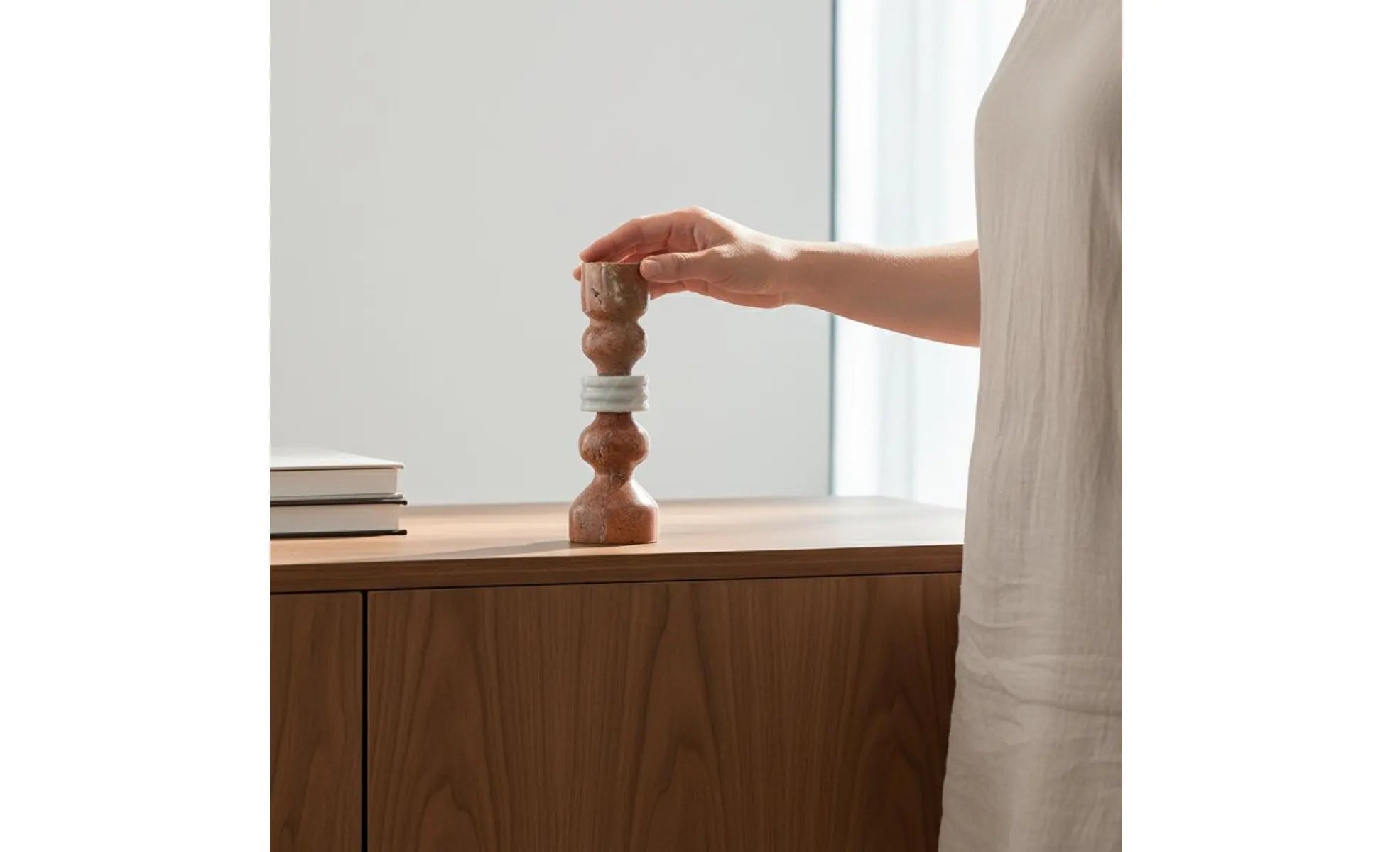 Travertine Candlestick