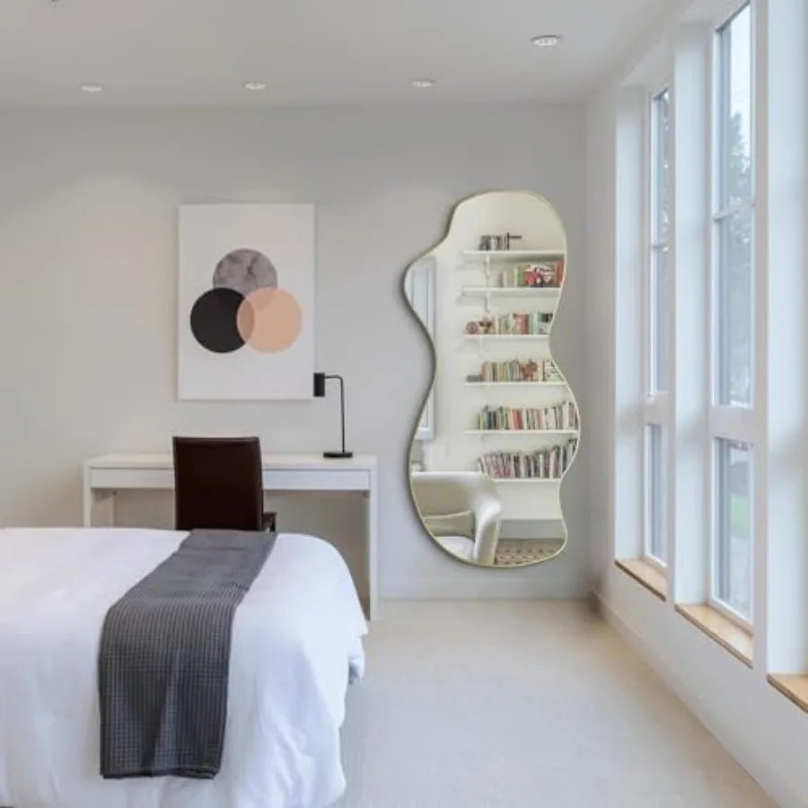 Modern Asymmetrical Gold Wall Mirror
