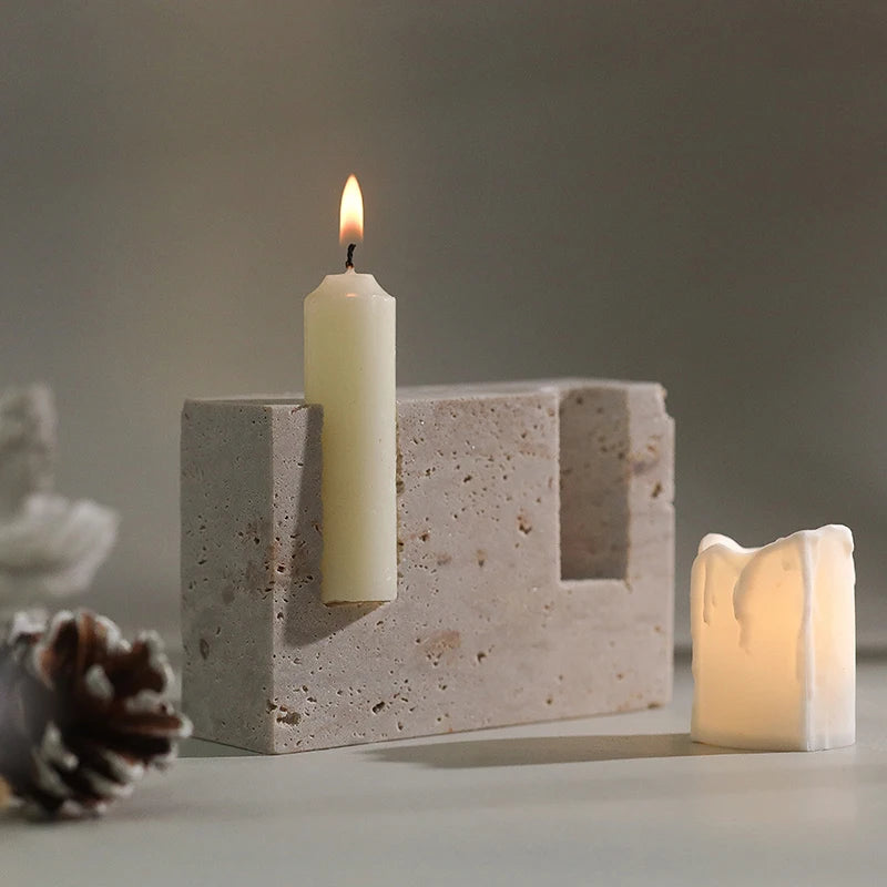 Vintage Travertine Candlestick