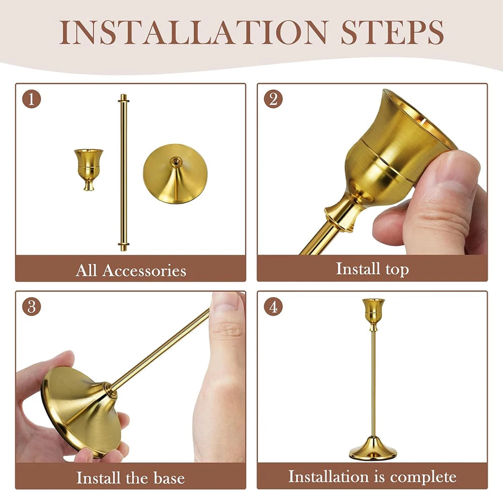 Vintage Brass Candlestick (Set of 6)
