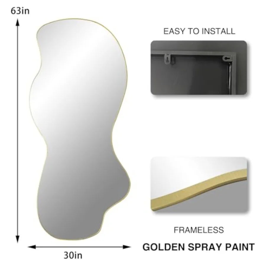 Modern Asymmetrical Gold Wall Mirror