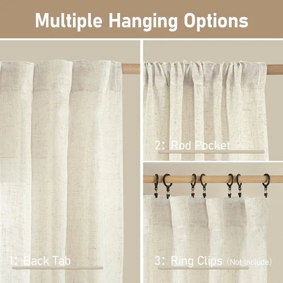 Boho Linen Sheer Curtains, 90"