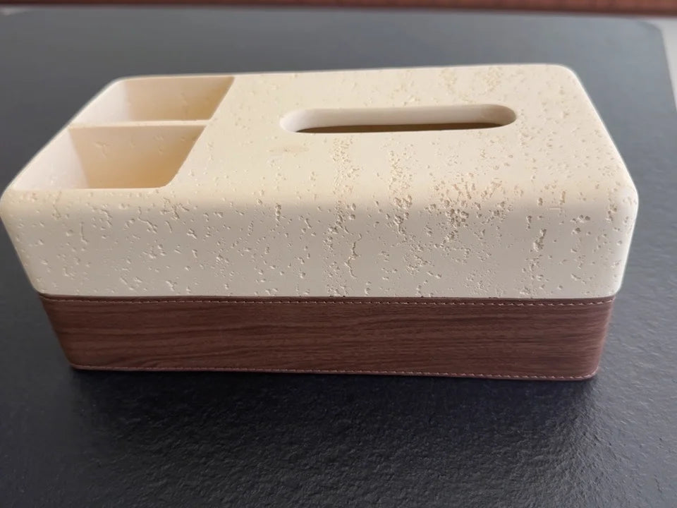 Travertine & Walnut Tissue Box
