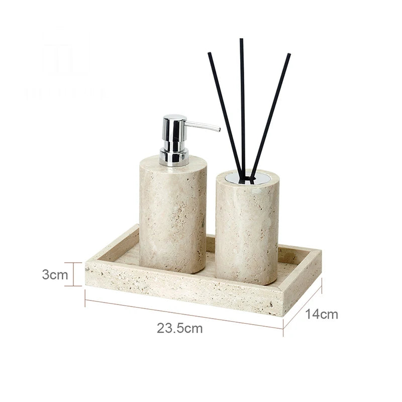 Beige Travertine Accessory Set