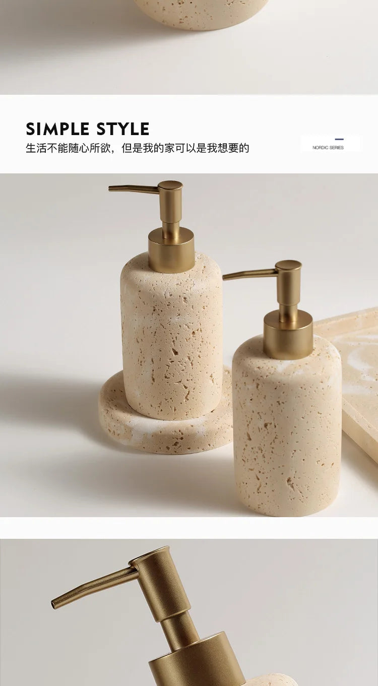 Travertine Bathroom Wash Set