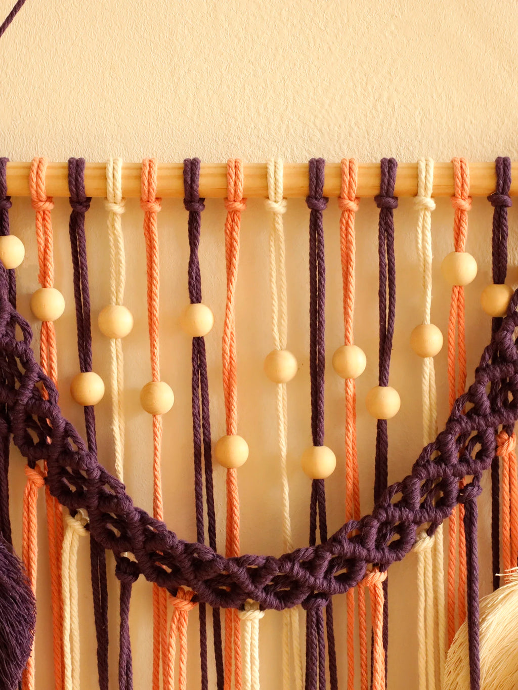 Beaded Leaf Macrame Hanging