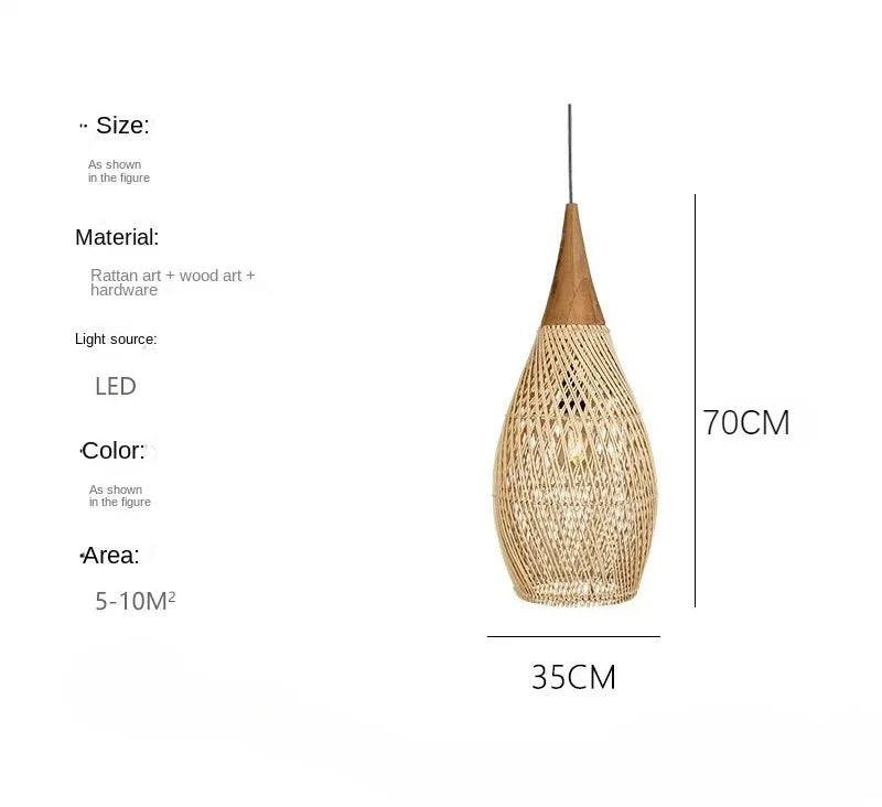Wabi-Sabi Rattan Pendant Chandelier