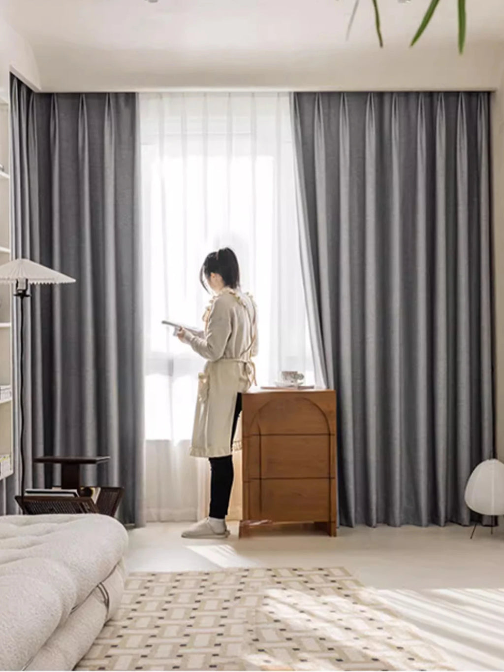 Modern Polyester Linen Blackout Curtains