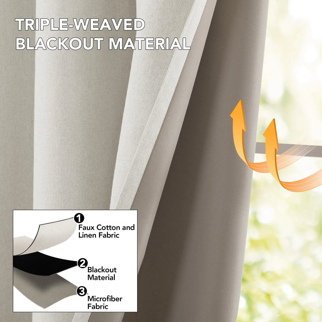Modern Linen Blackout Curtains, 350cm