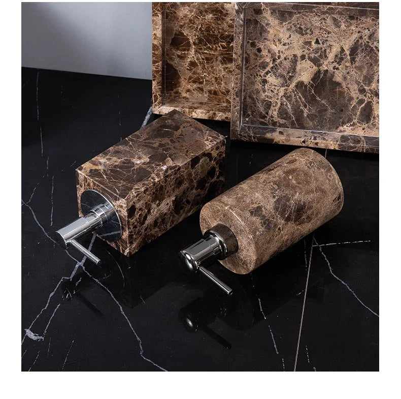 Dark Brown Marble Bath Set