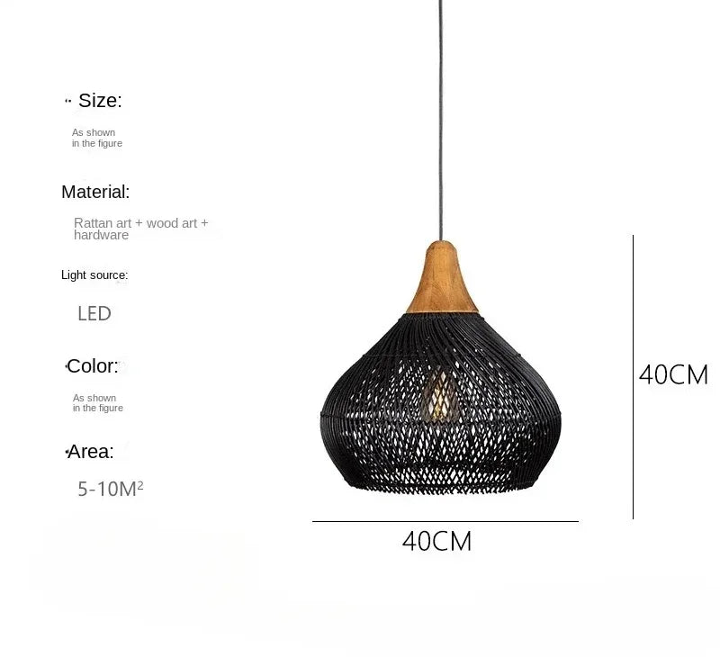 Wabi-Sabi Rattan Pendant Chandelier