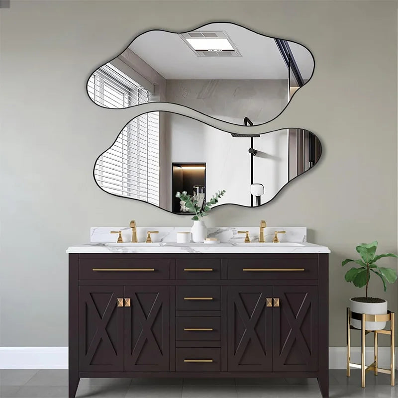Art Deco Asymmetrical Sage Green Wall Mirror