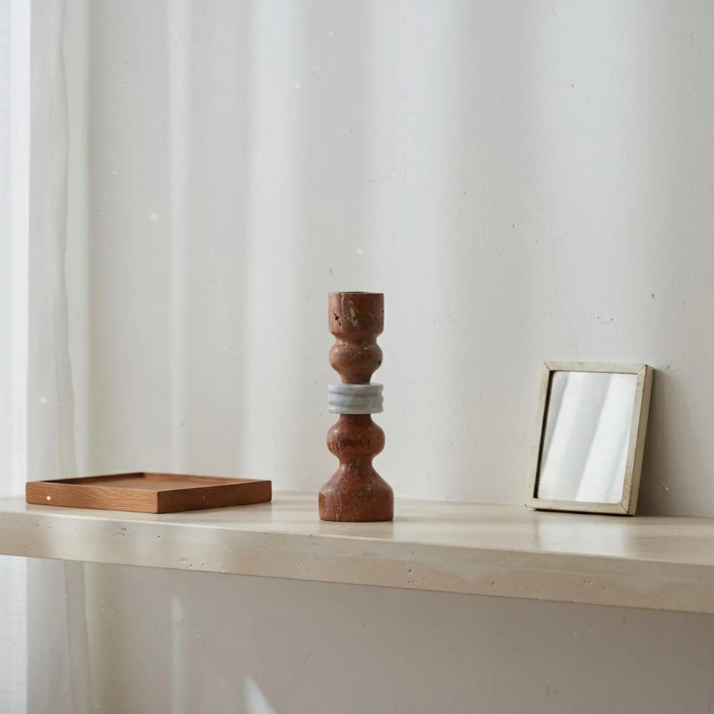 Travertine Candlestick