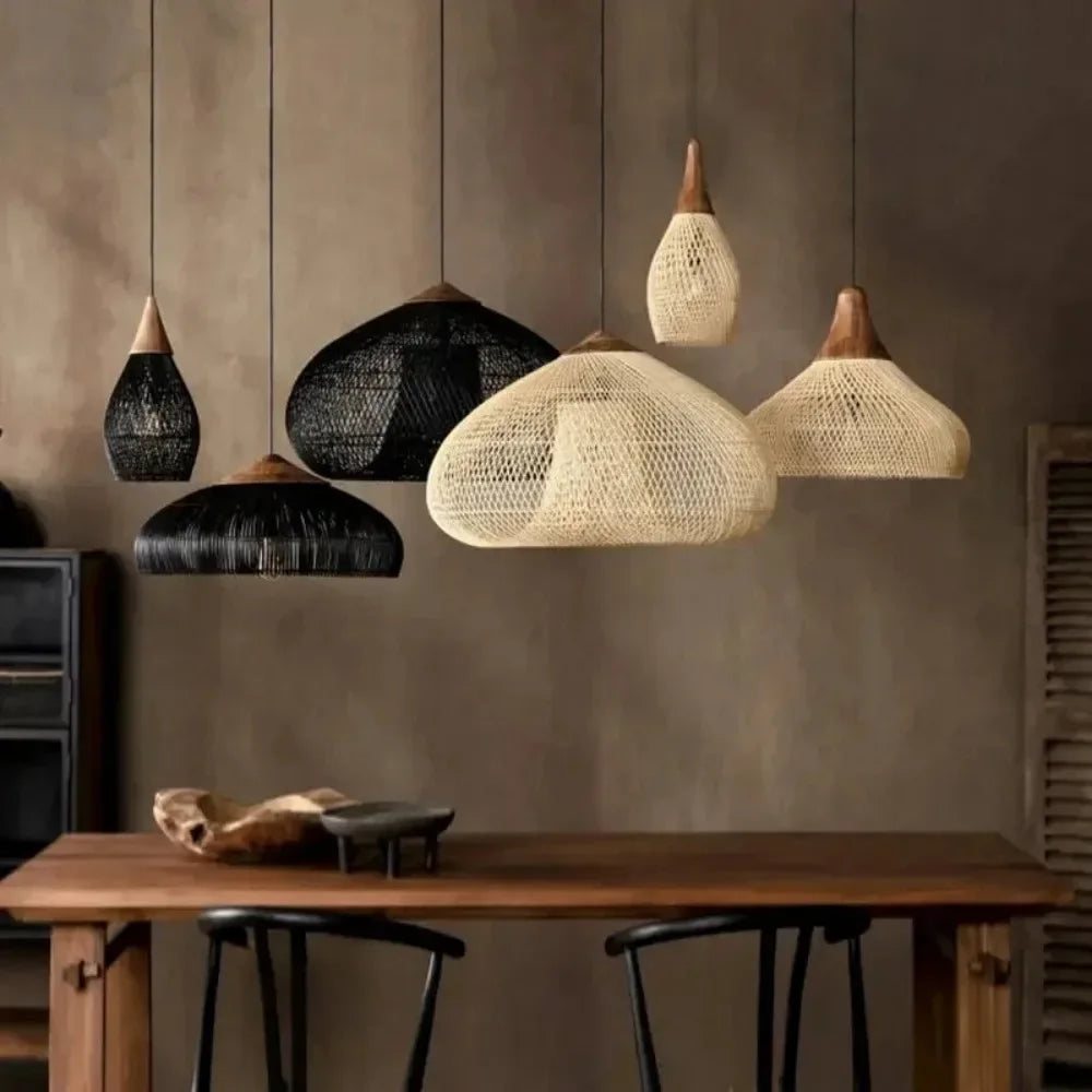 Wabi-Sabi Rattan Pendant Chandelier