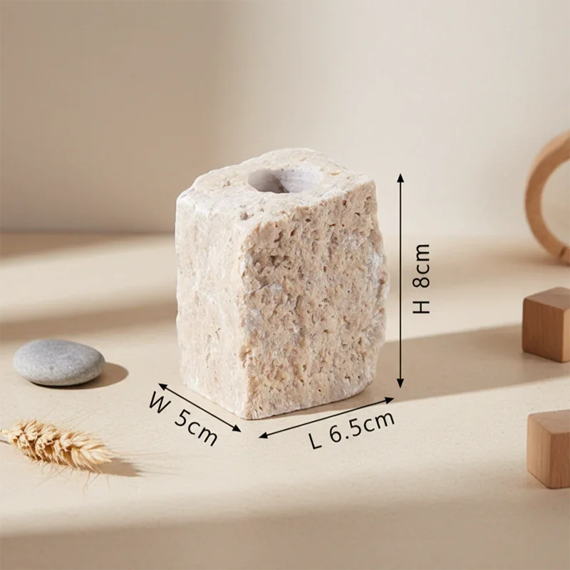 Vintage Travertine Candlestick