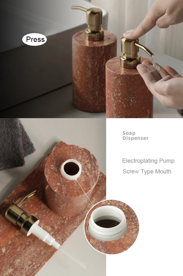 Red Travertine Bath Set