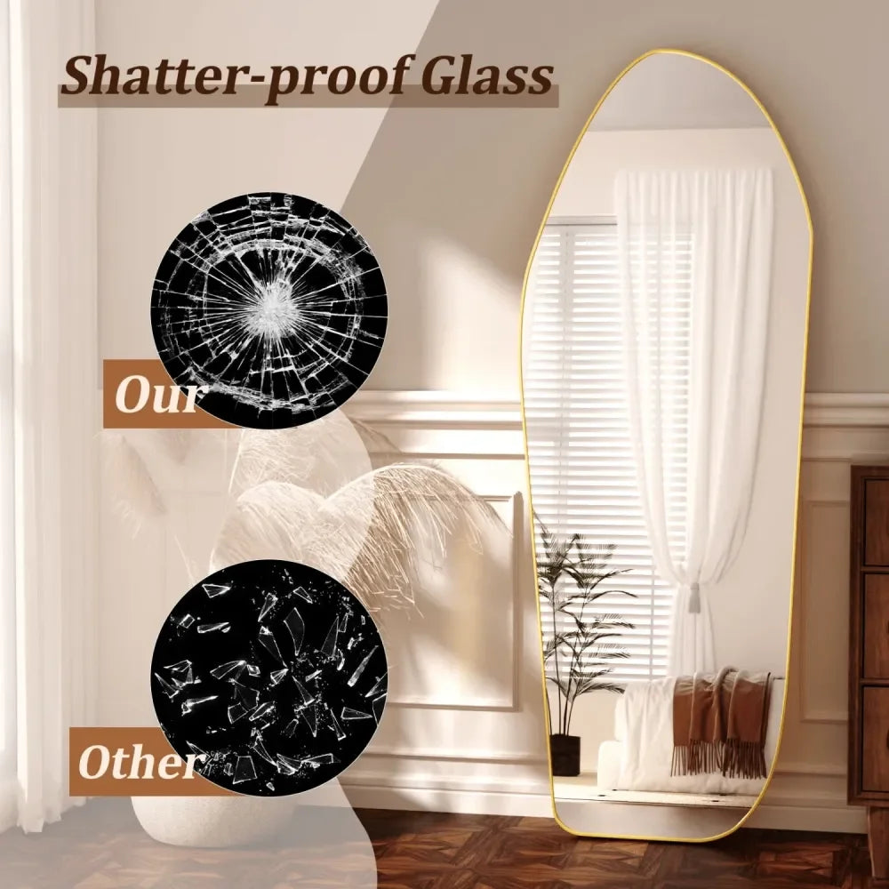 Irregular Gold Full-Length Wall Mirror