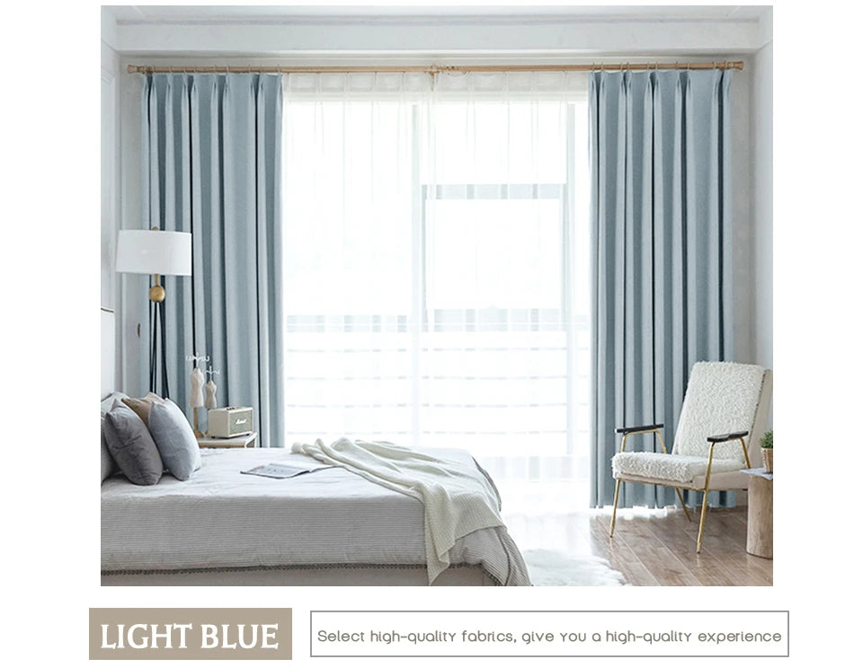Modern Linen-Blend Blackout Curtains