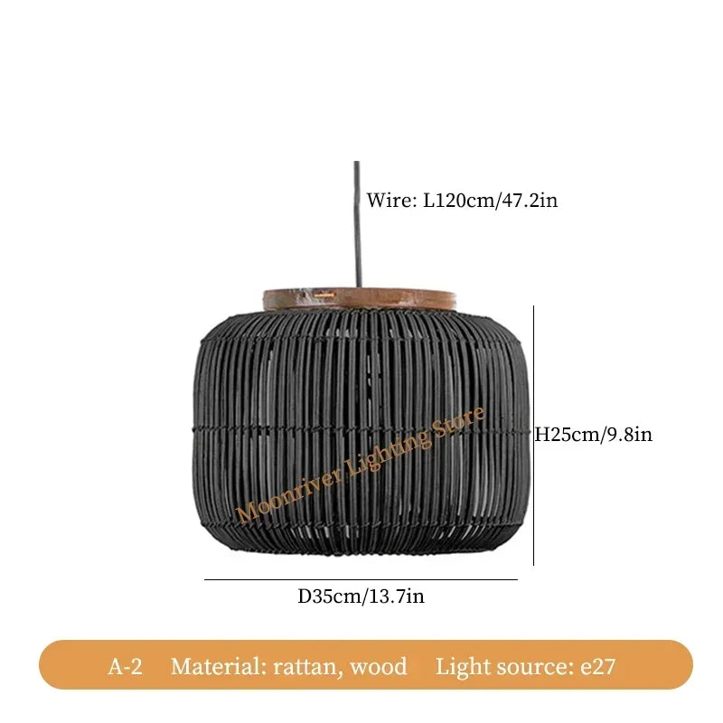 Wabi-Sabi Rattan Arc Pendant Lamp