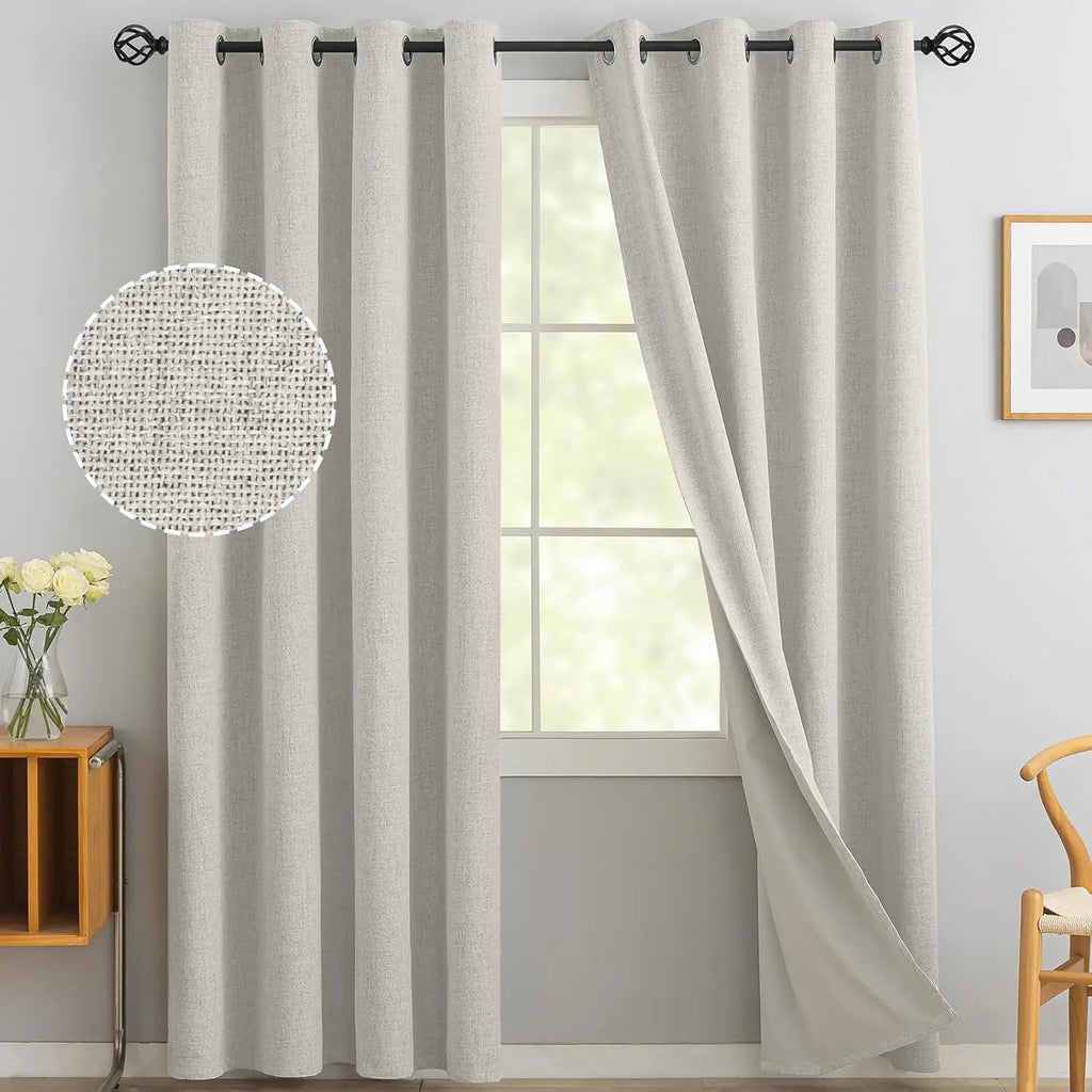 Modern Linen Blackout Curtains, 350cm