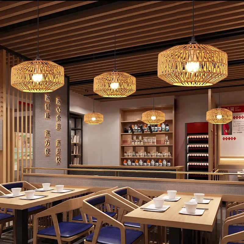 Modern Rattan Pendant Chandelier