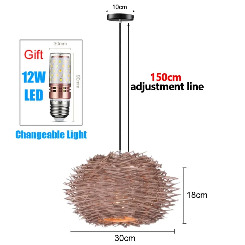 Retro Rattan Pendant Chandelier