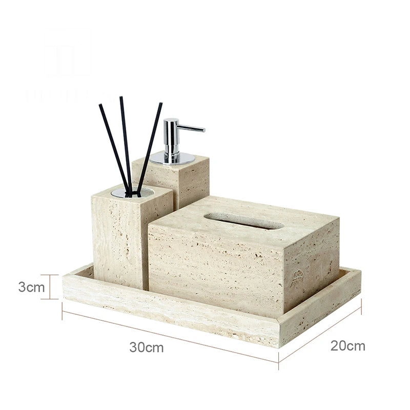 Beige Travertine Accessory Set