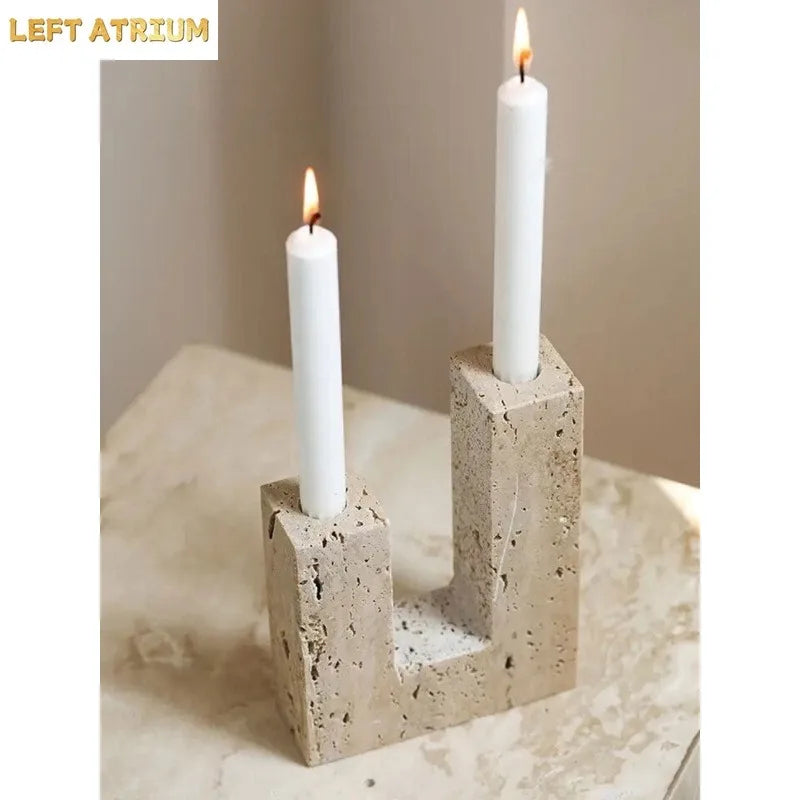 Minimalist Travertine Candle Holder