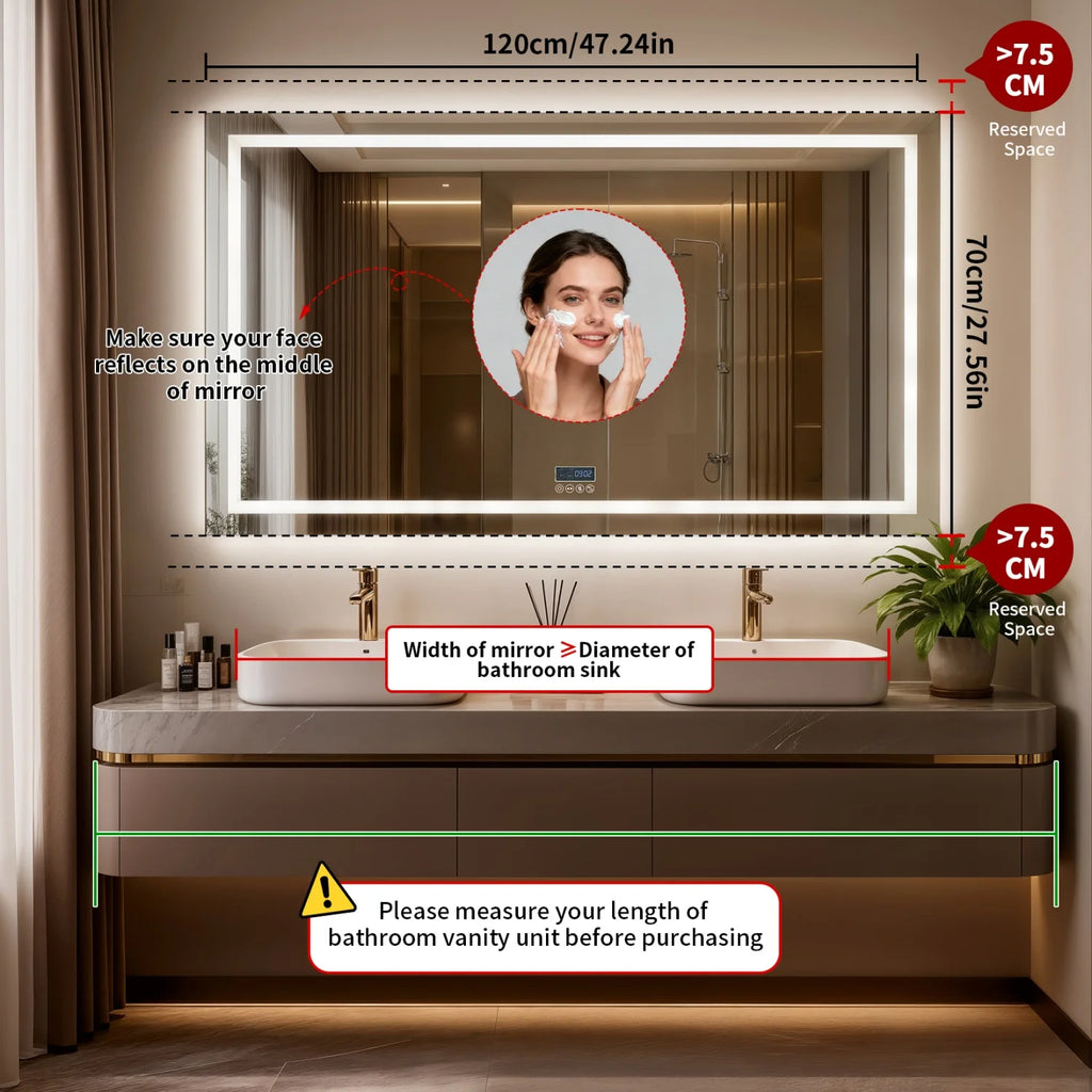 Bluetooth LED Bathroom Mirror