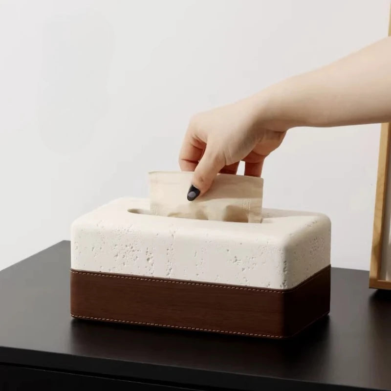 Thickened Travertine Tissue Box