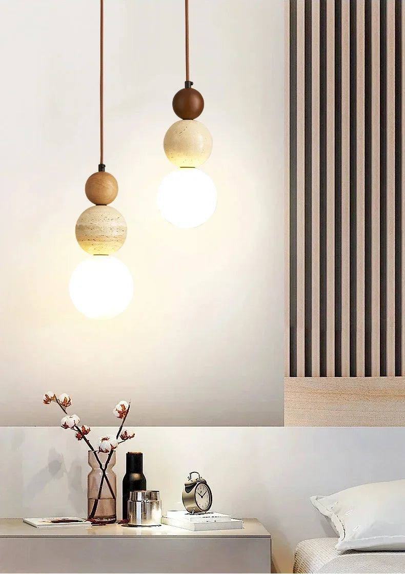 Cream-Style Stone Pendant Chandelier