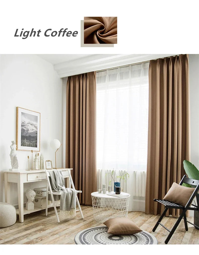Modern Cotton-Linen Blackout Curtains, 310cm