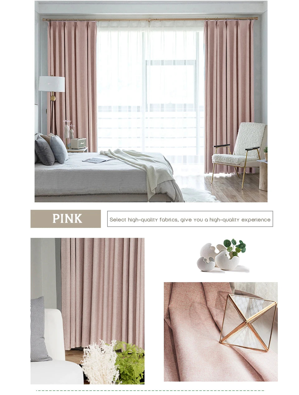 Modern Linen-Blend Blackout Curtains