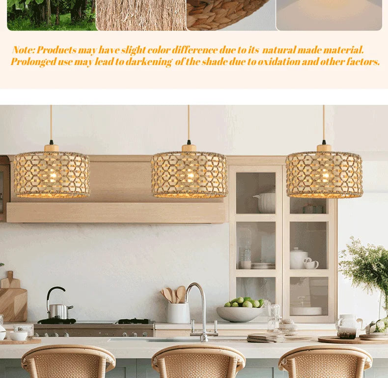 Retro Rattan Pendant Chandelier