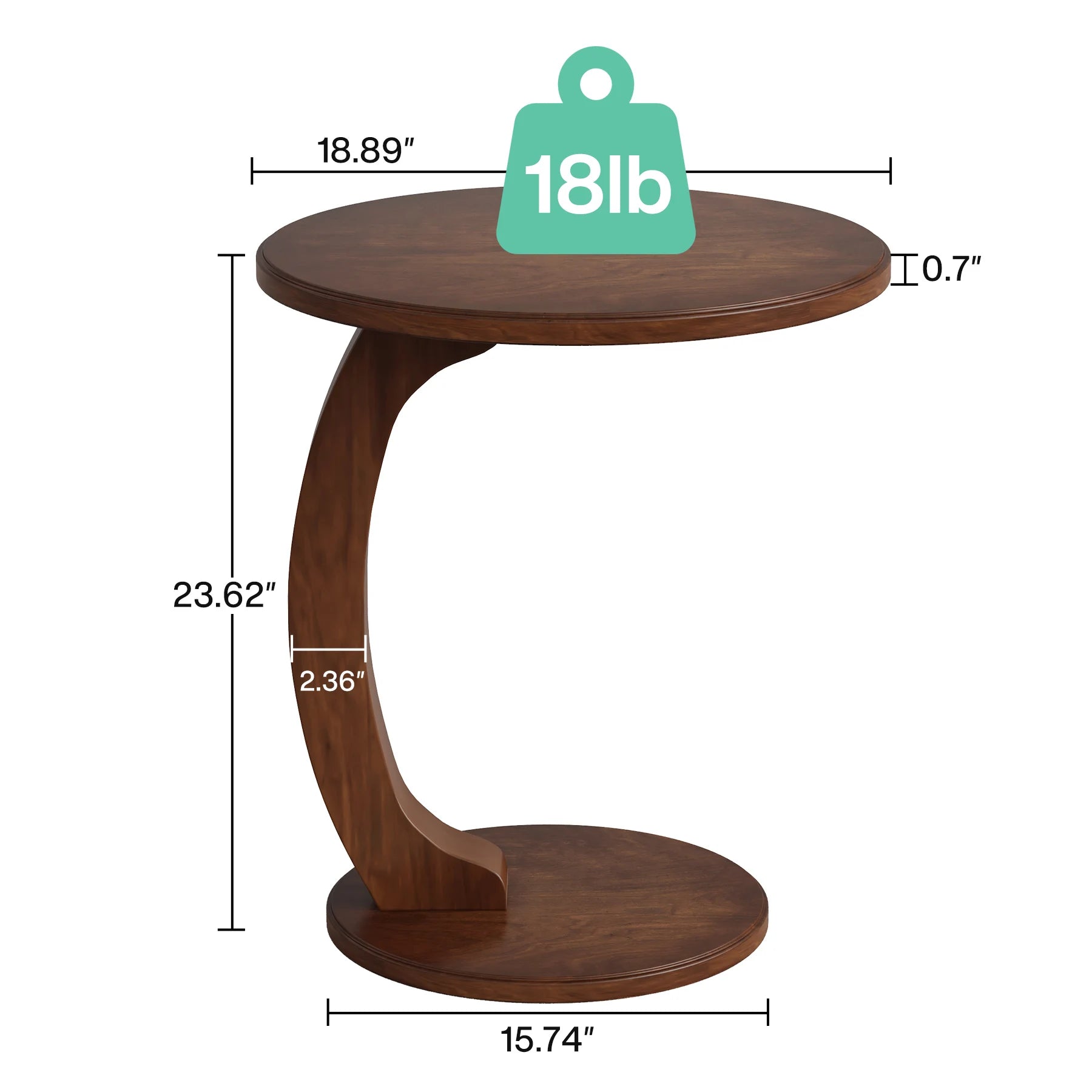 C-Shaped Sofa Side Table