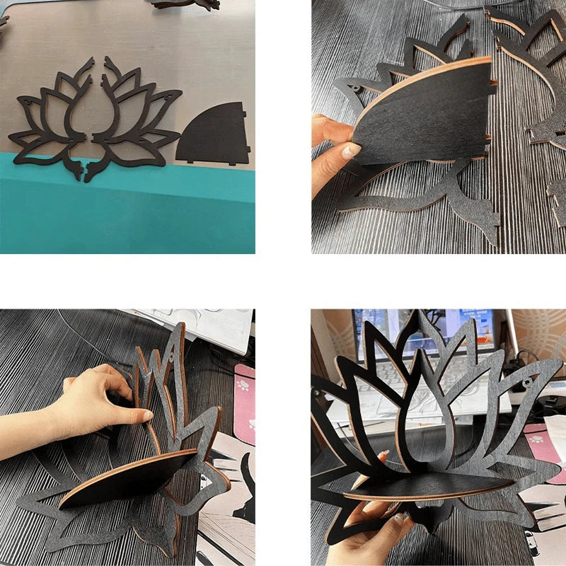 Lotus Wooden Corner Shelf